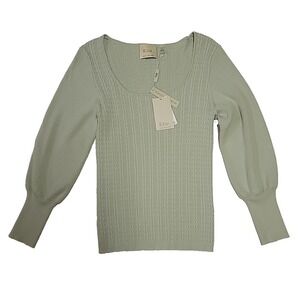 Elie Tahari Knit Sweater Small Long Sleeve Sage Green